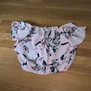 Pink floral crop top